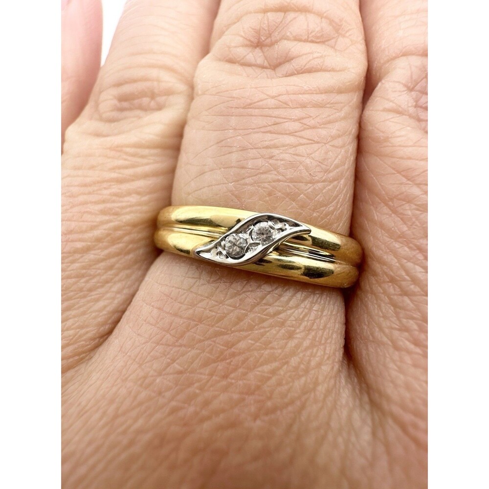Vintage 14k Gold Plated Cubic Zirconia Wedding Ring Size 6